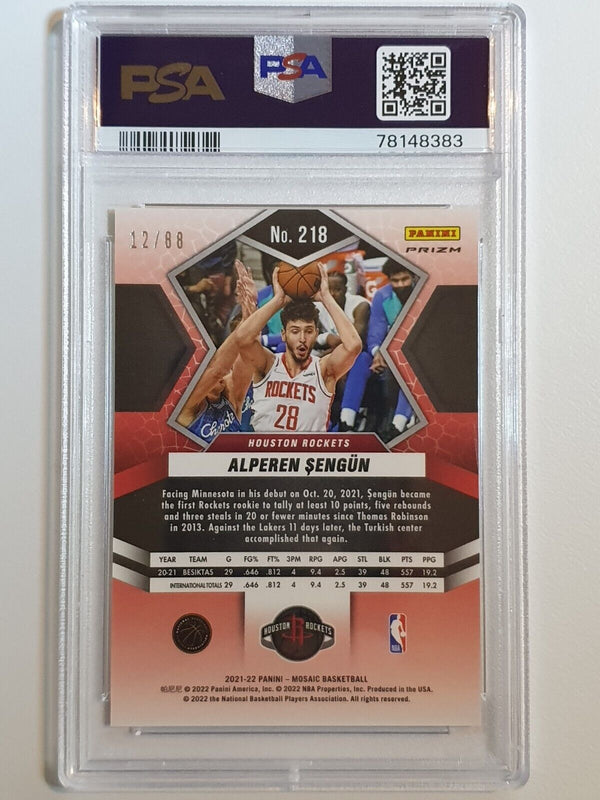 2021 Mosaic Alperen Sengun Rookie #218 FUSION /88 RED YELLOW CHOICE Holo - PSA 9