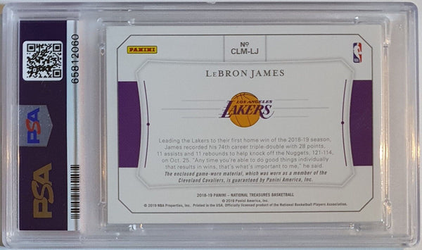 2018 National Treasures LeBron James #PATCH /99 Game Worn Jumbo Jersey - PSA 9