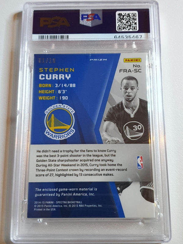 2014 Spectra Stephen Curry #PATCH GOLD 01/10 Game Jersey - PSA 9 (POP 1)
