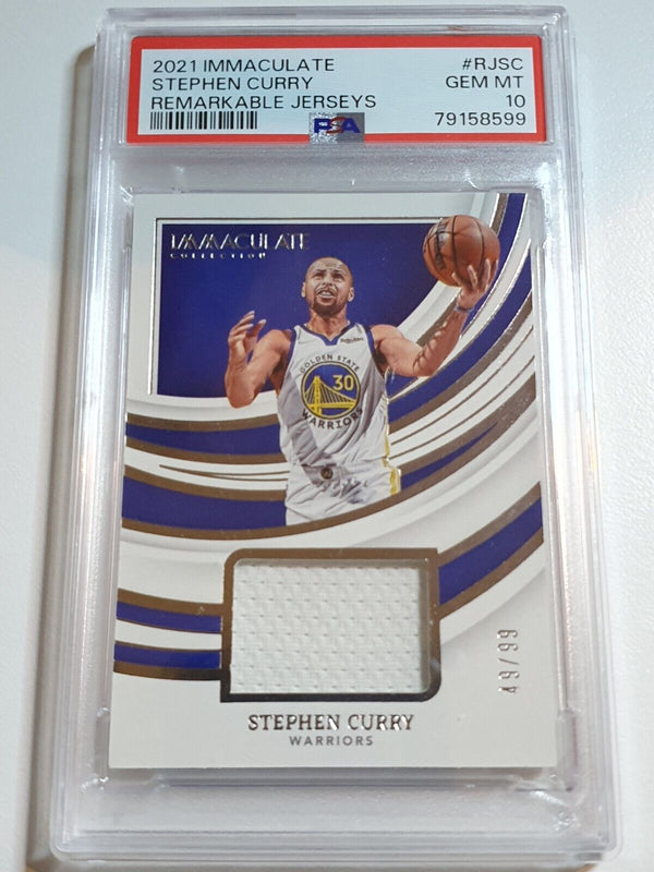 2021 Immaculate Stephen Curry #PATCH /99 Game Worn Jersey PSA 10 (POP 1)
