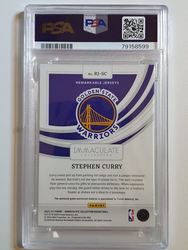 2021 Immaculate Stephen Curry #PATCH /99 Game Worn Jersey PSA 10 (POP 1)