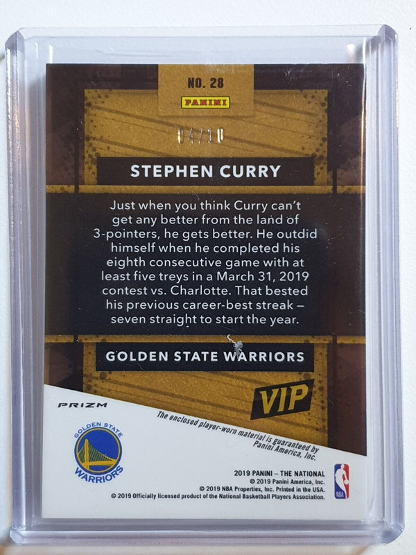 2019 National VIP Stephen Curry #PATCH BLACK SHIMMER /10 Game Worn Jersey - Rare