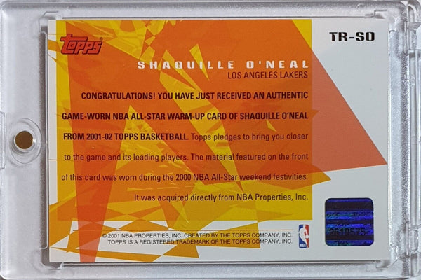 2001 Topps Shaquille O'Neal #PATCH Game Worn Jersey - Rare