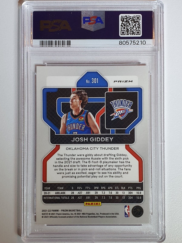 2021 Panini Prizm Josh Giddey Rookie #301 RED ICE Prizm- PSA 9 (POP 6)