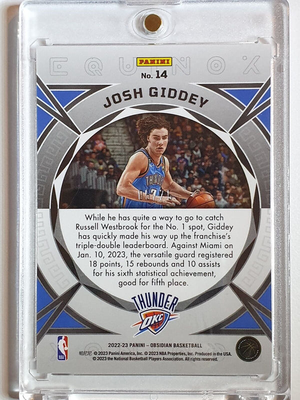2022 Obsidian Josh Giddey #14 ELECTRIC ETCH PURPLE HOLO /75 Equinox - Rare