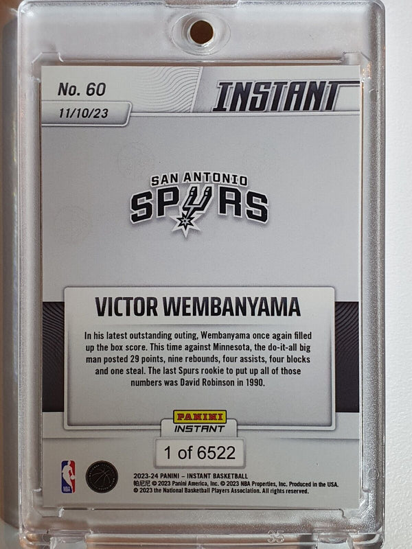 2023 Panini Instant Victor Wembanyama #60 Rookie /6522 RC - Ready to Grade