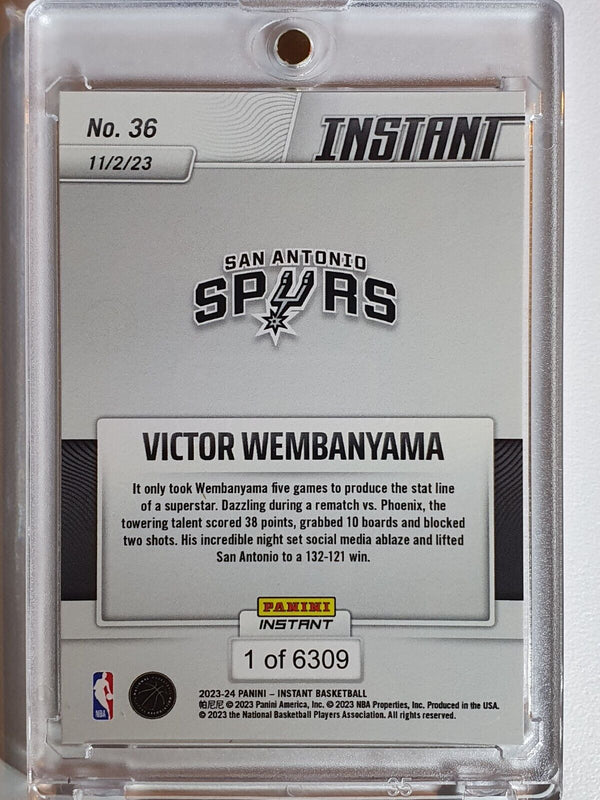 2023 Panini Instant Victor Wembanyama #36 Rookie /6309 RC - Ready to Grade