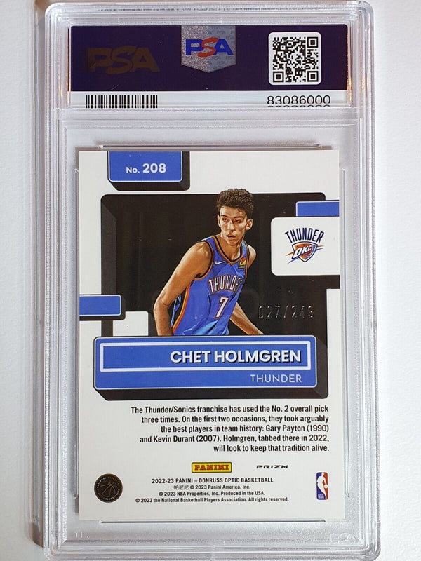 2022 Donruss Optic Chet Holmgren Rookie #208 PREMIUM BOX SET /249 Holo - PSA 9