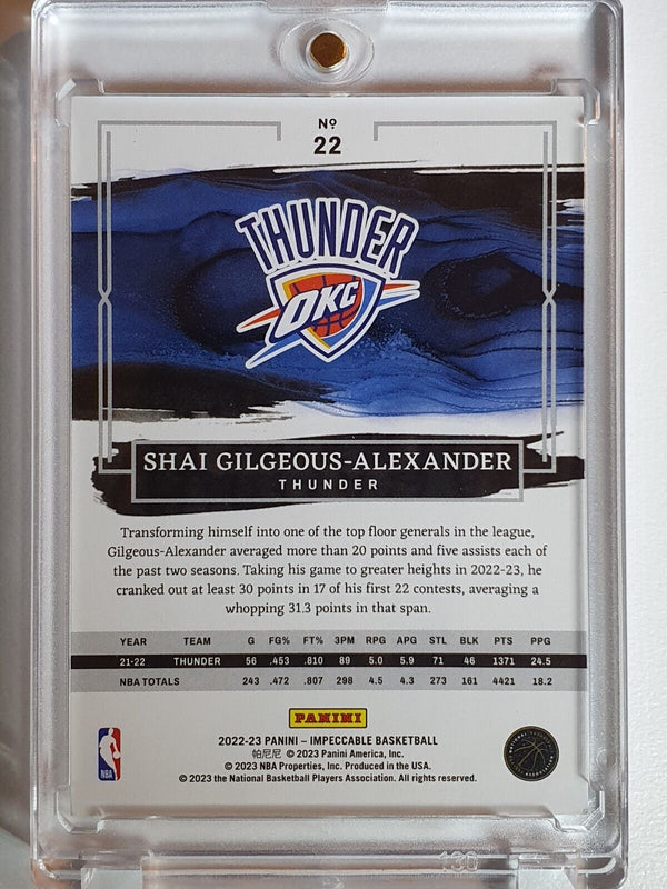 2022 Panini Impeccable Shai Gilgeous-Alexander #22 GOLD /49 Foil - Rare