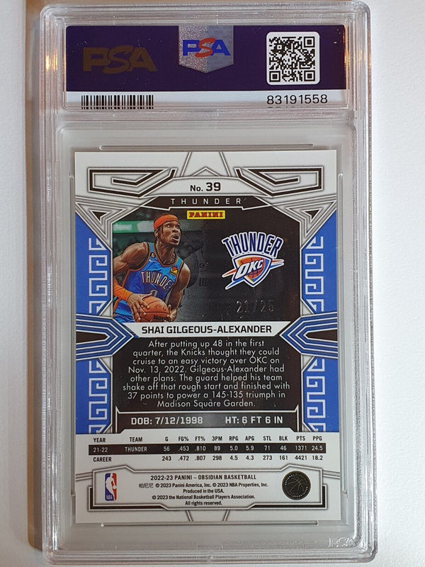 2022 Obsidian Shai Gilgeous-Alexander ELECTRIC ETCH GREEN /25 - PSA 9 (POP 1)