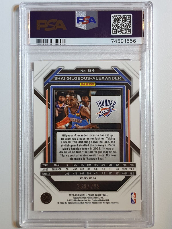 2022 Prizm Shai Gilgeous-Alexander #64 RED  /299 Holo - PSA 9 (POP 3)