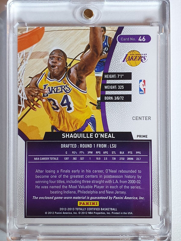 2012 Totally Certified Shaquille O'Neal #PATCH PRIME RED /49 Game Worn Jersey