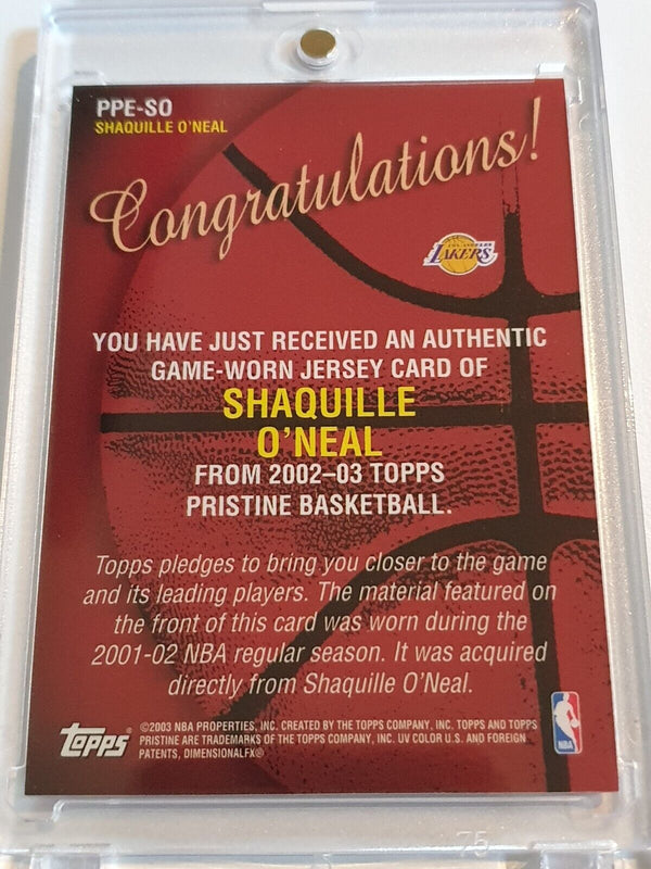 2003 Topps Pristine Shaquille O'Neal #PPE-SO Game Worn Jersey Patch - Rare