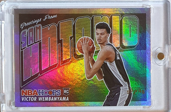 2023 Panini NBA Hoops Victor Wembanyama #1 HOLO Rookie Greetings RC - Rare