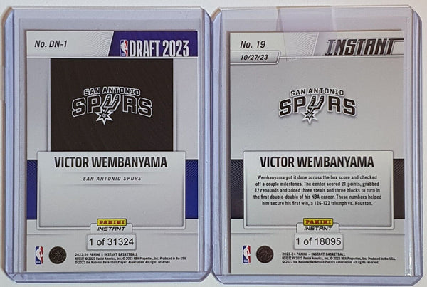 2023 Panini Instant Victor Wembanyama LOT of 2 Rookie #DN1 #19 RC - Rare