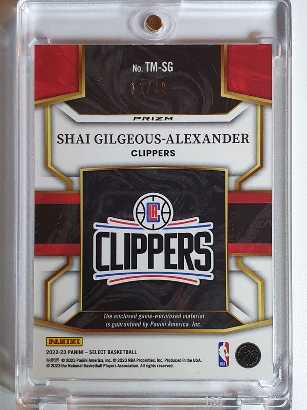 2022 Select Shai Gilgeous-Alexander #PATCH COPPER /49 Prizm Game Worn Jersey