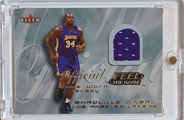 2000 Fleer Shaquille O'Neal #PATCH Game Worn Jersey Feel the Game - Rare