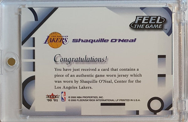 2000 Fleer Shaquille O'Neal #PATCH Game Worn Jersey Feel the Game - Rare