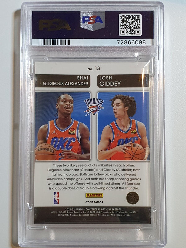 2021 Contenders Optic Josh Giddey Shai Gilgeous-Alexander #13 Holo - PSA 10