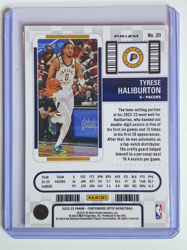 2022 Contenders Optic Tyrese Haliburton #20 BLUE HOLO /99 Season Ticket - Rare