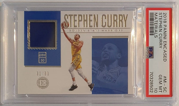 2018 Encased Stephen Curry #PATCH SILVER /99 Game Jersey - PSA 10 (POP 2)