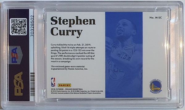 2018 Encased Stephen Curry #PATCH SILVER /99 Game Jersey - PSA 10 (POP 2)