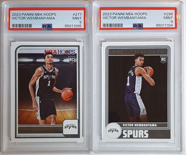 2023 NBA Hoops Victor Wembanyama LOT of 2 Rookie #277 #298 RC - All PSA 9