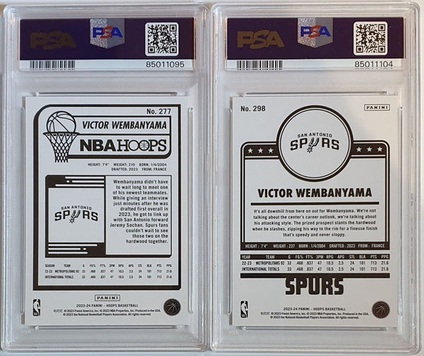 2023 NBA Hoops Victor Wembanyama LOT of 2 Rookie #277 #298 RC - All PSA 9