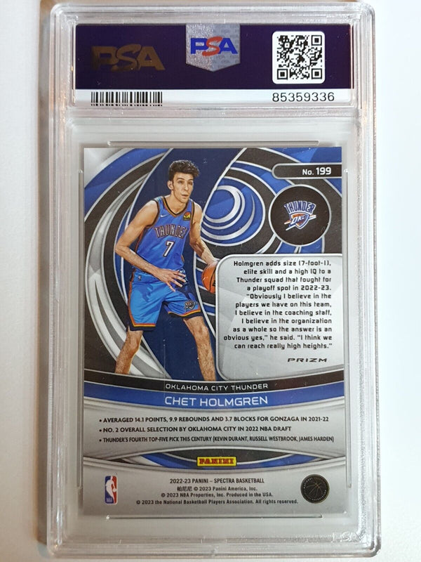 2022 Spectra Chet Holmgren Rookie #199 BLACK & WHITE Holo RC - PSA 9 (POP 1)