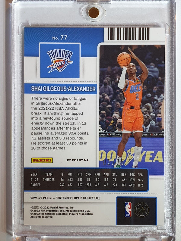 2021 Contenders Optic Shai Gilgeous-Alexander #77 GREEN PULSAR /25 Holo - Rare