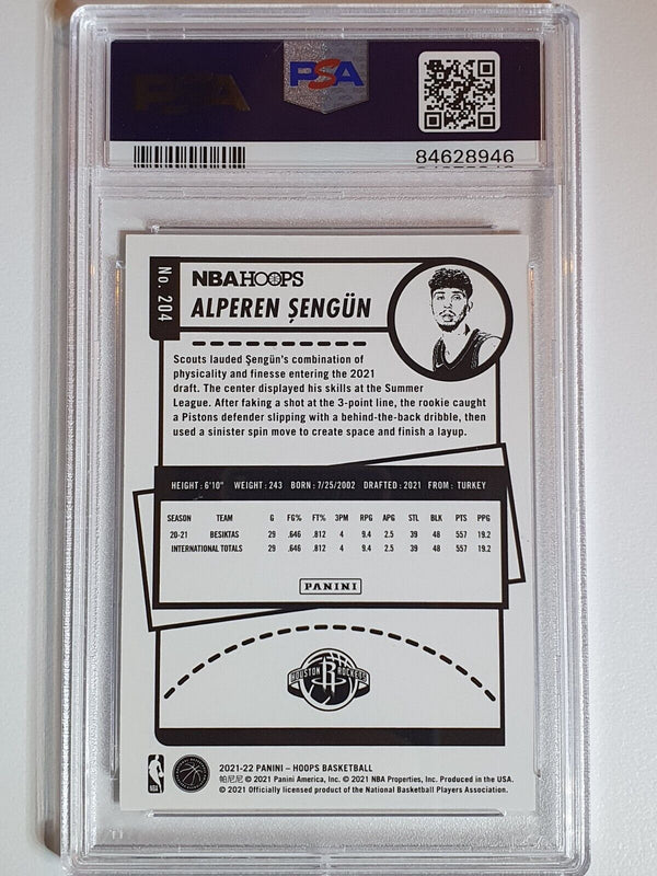 2021 NBA Hoops Alperen Sengun Rookie #204 PREMIUM  BOX SET /199 - PSA 9 (POP 1)