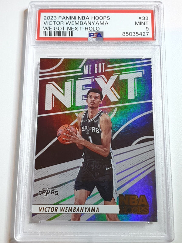 2023 NBA Hoops Victor Wembanyama Rookie #33 HOLO We Got Next RC - PSA 9 (POP 10)