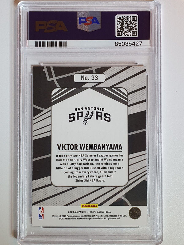 2023 NBA Hoops Victor Wembanyama Rookie #33 HOLO We Got Next RC - PSA 9 (POP 10)