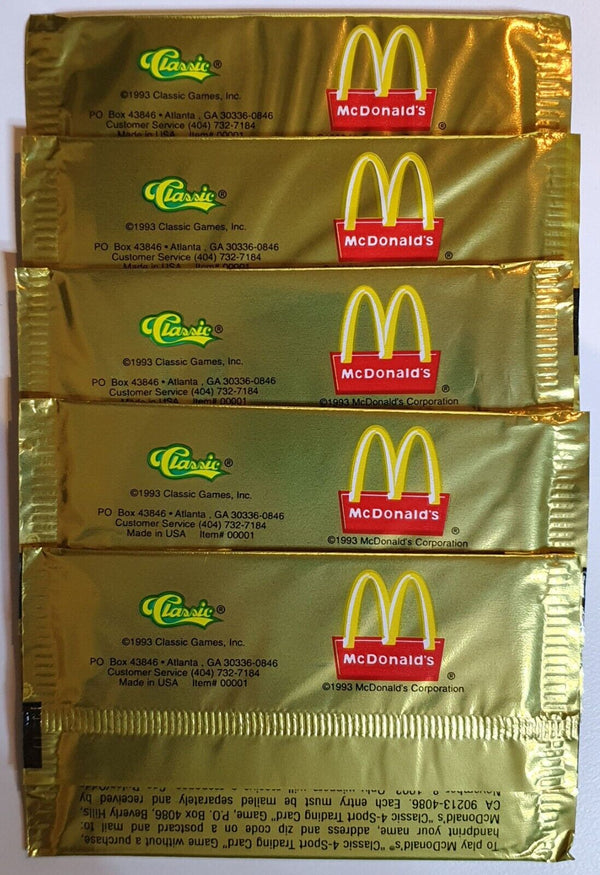Lot of 5x Packs 1993 Classic Four Sport Exclusive McDonald's Packs - Sealed