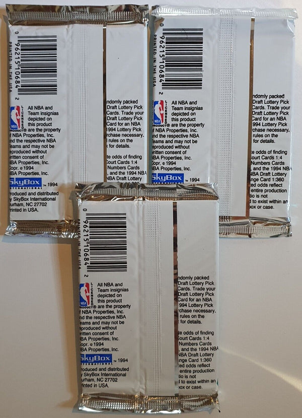 Lot of 3 x Packs of 1994-95 NBA Hoops Basketball Series 1 - Sealed Pack