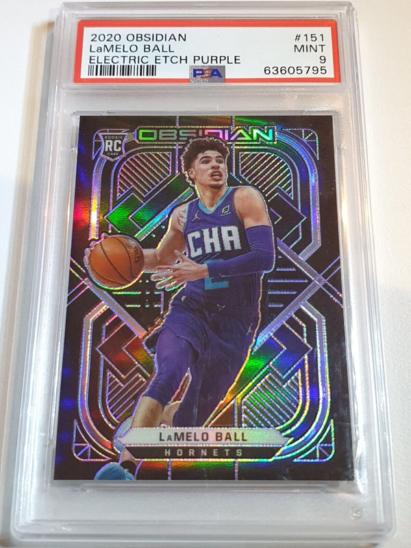 2020 Obsidian LaMelo Ball Rookie ELECTRIC ETCH PURPLE /99 RC - PSA 9 (POP 2)