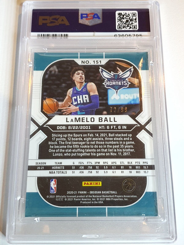2020 Obsidian LaMelo Ball Rookie ELECTRIC ETCH PURPLE /99 RC - PSA 9 (POP 2)
