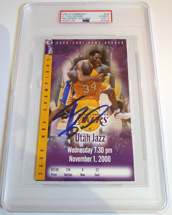 2000 Lakers Ring Ceremony Shaquille O'Neal On Card Autograph - PSA 10 Auto POP 1