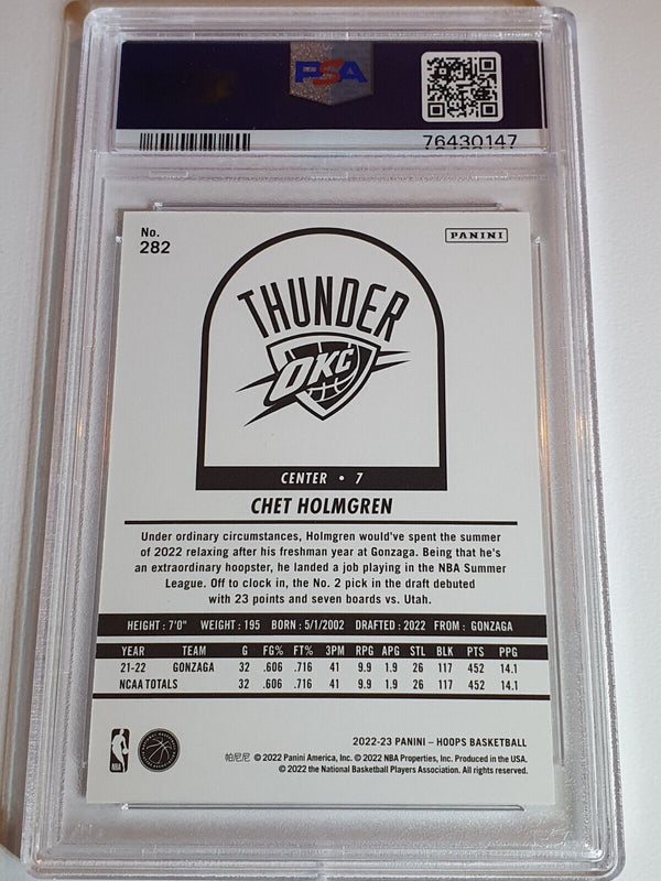 2022 NBA Hoops Chet Holmgren Rookie #282 PREMIUM BOX SET /199 - PSA 9 (POP 18)