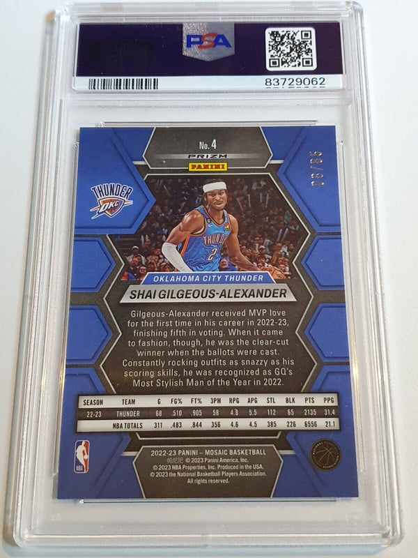 2022 Mosaic Shai Gilgeous-Alexander #4 BLUE FAST BREAK /85 Prizm - PSA 9 (POP 2)