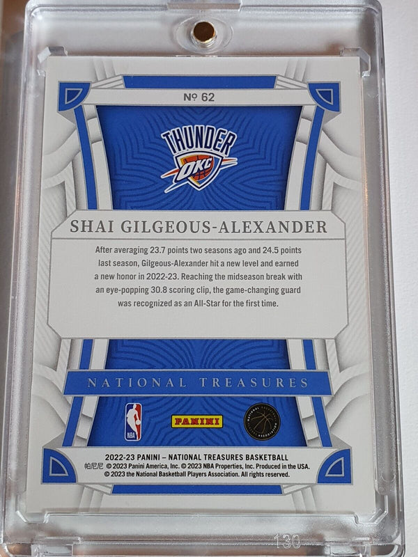 2022 National Treasures Shai Gilgeous-Alexander #62 RED /75 Foil Edition - Rare