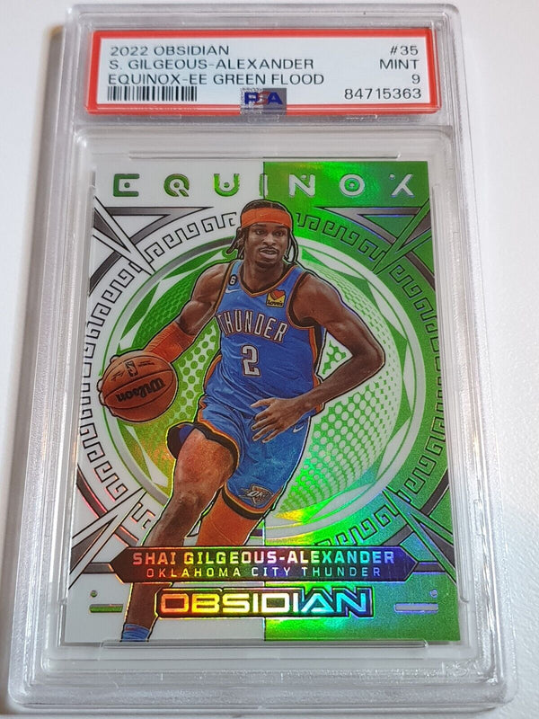 2022 Obsidian Shai Gilgeous-Alexander #35 ELECTRIC ETCH GREEN FLOOD /25 - PSA 9