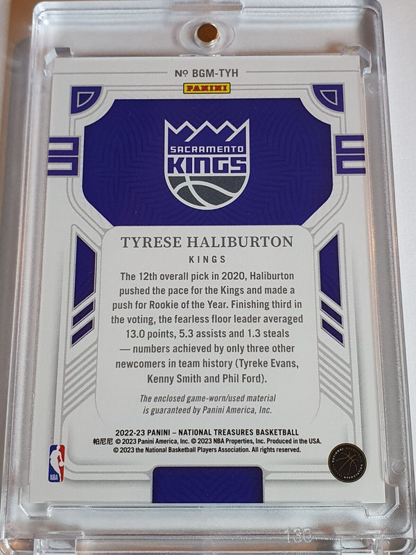 2022 National Treasures Tyrese Haliburton PRIME #PATCH GOLD /20 Game Worn Jersey