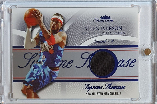 2004 Fleer Showcase Allen Iverson #PATCH BLUE /45 Game Worn Jersey - Rare