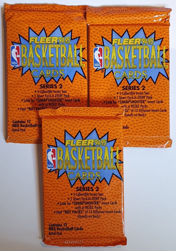 Lot of 3 x Packs of 1994-95 Fleer Basketball Retail Series 2 - Factory Sealed