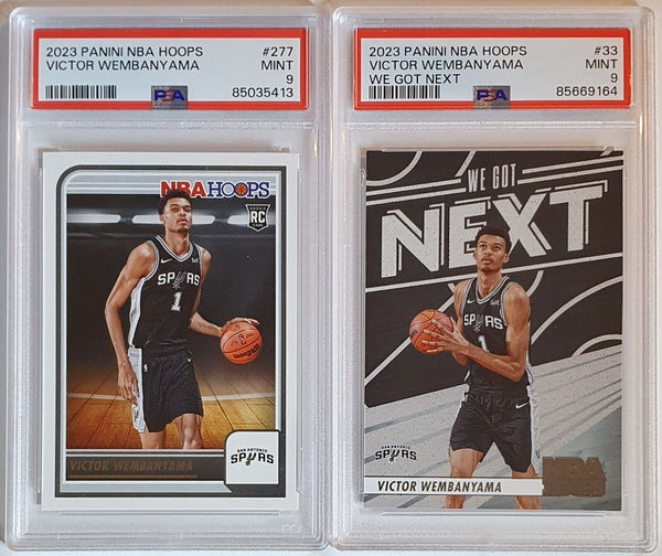 2023 NBA Hoops Victor Wembanyama LOT of 2 Rookie #277 #33 RC - All PSA 9