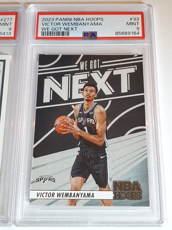 2023 NBA Hoops Victor Wembanyama LOT of 2 Rookie #277 #33 RC - All PSA 9