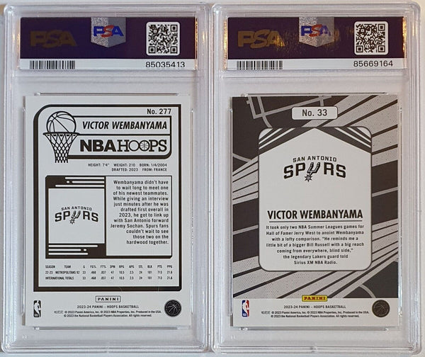 2023 NBA Hoops Victor Wembanyama LOT of 2 Rookie #277 #33 RC - All PSA 9