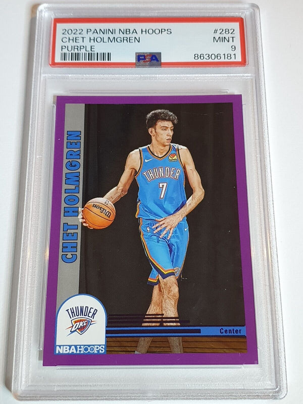 2022 Panini NBA Hoops Chet Holmgren Rookie #282 PURPLE RC - PSA 9 (POP 18)