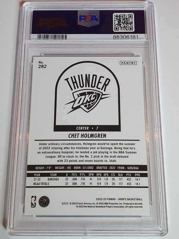 2022 Panini NBA Hoops Chet Holmgren Rookie #282 PURPLE RC - PSA 9 (POP 18)